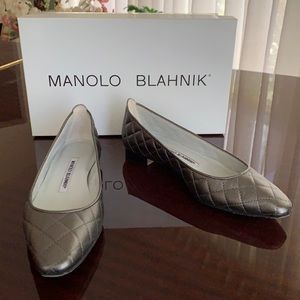 Manolo Blahnik Giungla Nappa Silk Antracite Flat